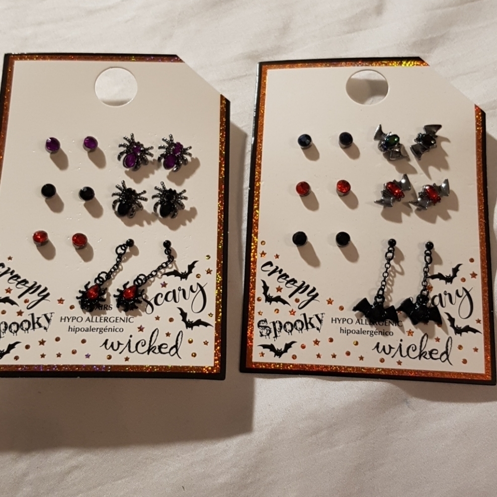Girls Halloween pierced earrings NEW  12 pairs bundle #2